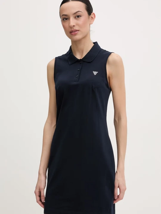 Zdjęcie produktu Guess sukienka bawełniana z elastanem SILVY granatowy