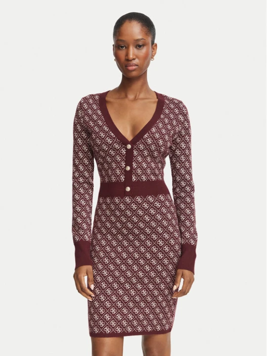 Zdjęcie produktu Guess Sukienka dzianinowa W6BK23 Z1422 Bordowy Slim Fit