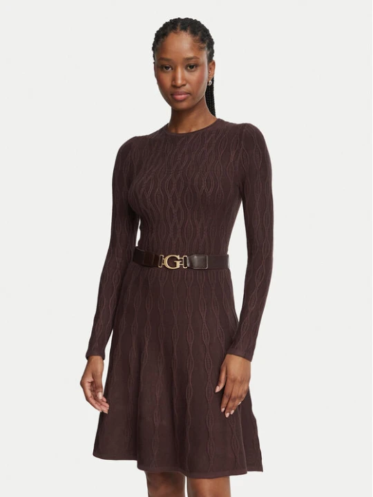 Zdjęcie produktu Guess Sukienka dzianinowa W6BK64 Z1569 Brązowy ciemny Slim Fit