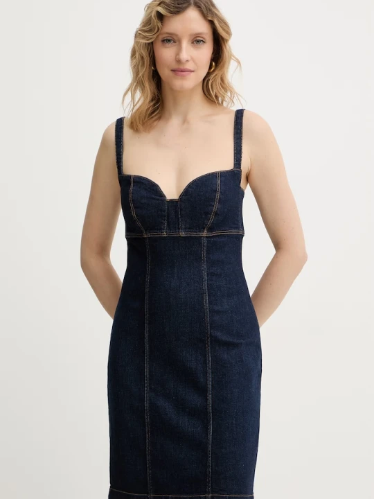 Zdjęcie produktu Guess sukienka jeansowa ADELAIDA granatowy