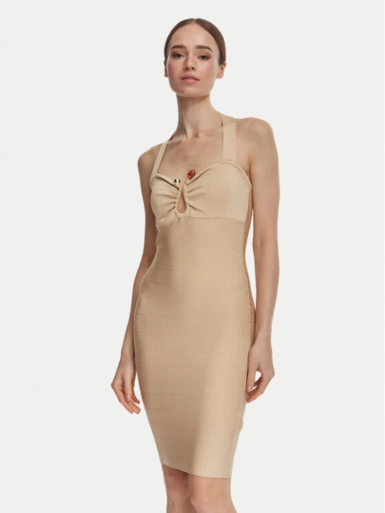 Zdjęcie produktu Guess Sukienka koktajlowa W6YK57 Z1044 Beżowy Slim Fit