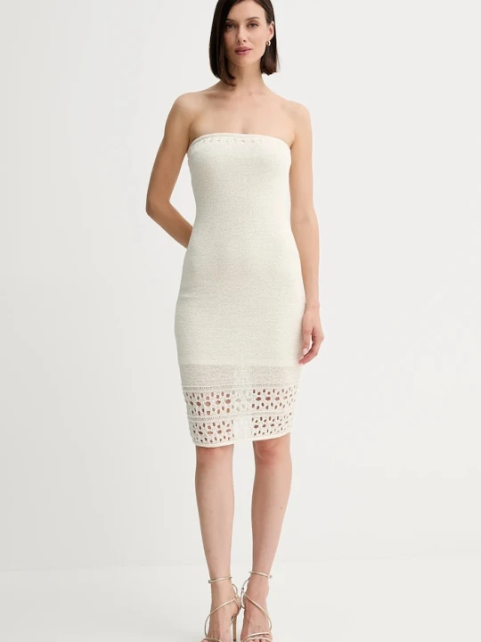 Zdjęcie produktu Guess sukienka LEAH beżowy