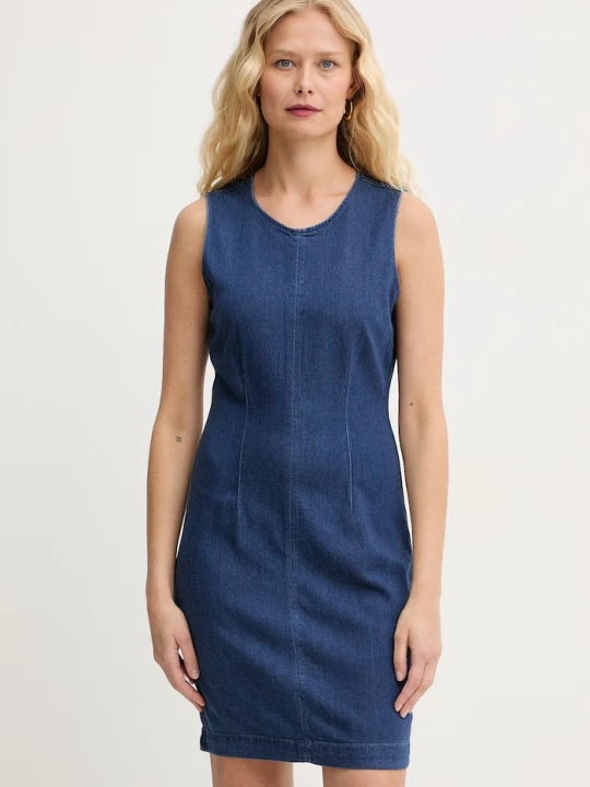 Zdjęcie produktu Guess sukienka letnia jeansowa DAHLIA granatowy