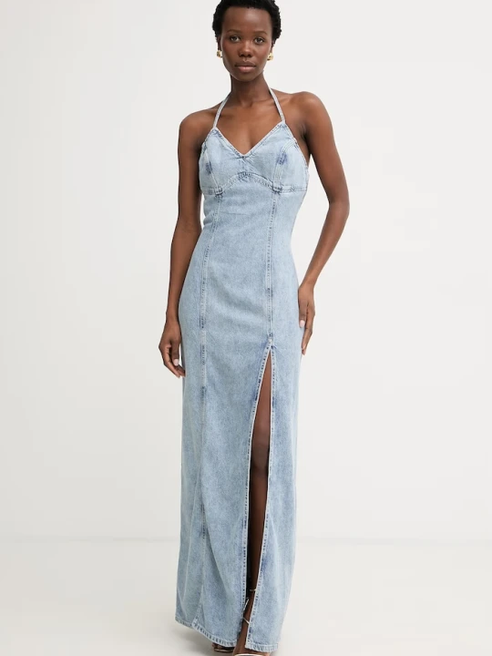 Zdjęcie produktu Guess sukienka letnia jeansowa JAMELIA niebieski