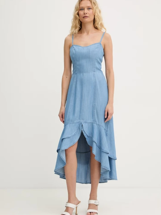 Zdjęcie produktu Guess sukienka letnia jeansowa MARINA niebieski