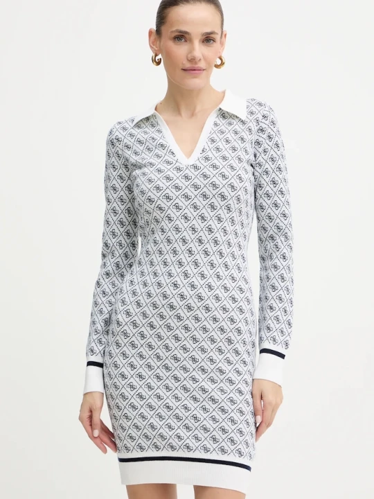 Zdjęcie produktu Guess sukienka z domieszką wełny AUBREY biały