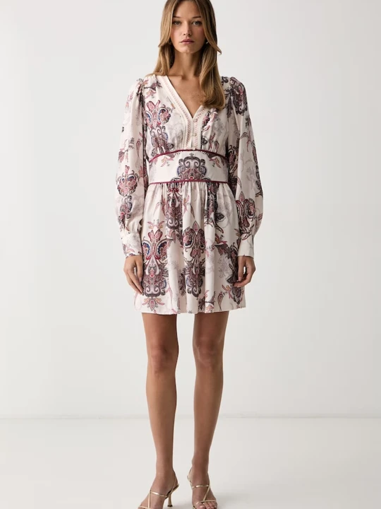 Zdjęcie produktu Guess sukienka z wiskozą CATHERINE beżowy