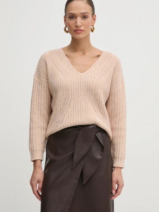 Zdjęcie produktu Guess sweter bawełniany beżowy