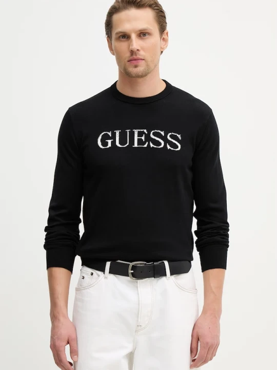 Zdjęcie produktu Guess sweter bawełniany KANE czarny