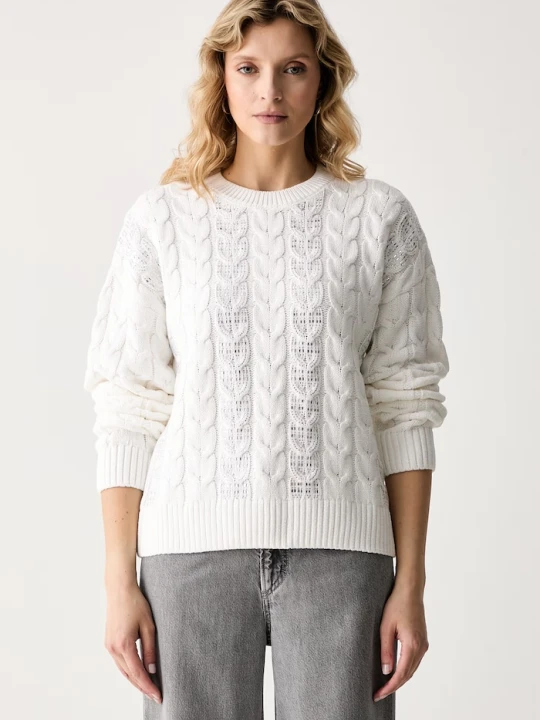 Zdjęcie produktu Guess sweter damski z bawełną CASSANDRA biały