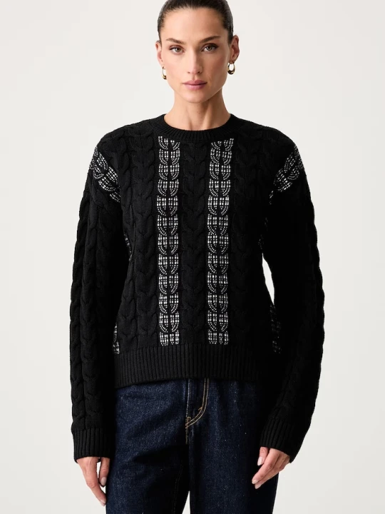 Zdjęcie produktu Guess sweter damski z bawełną CASSANDRA czarny