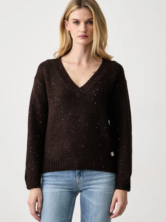 Zdjęcie produktu Guess sweter damski z dodatkiem wełny JOLENE brązowy