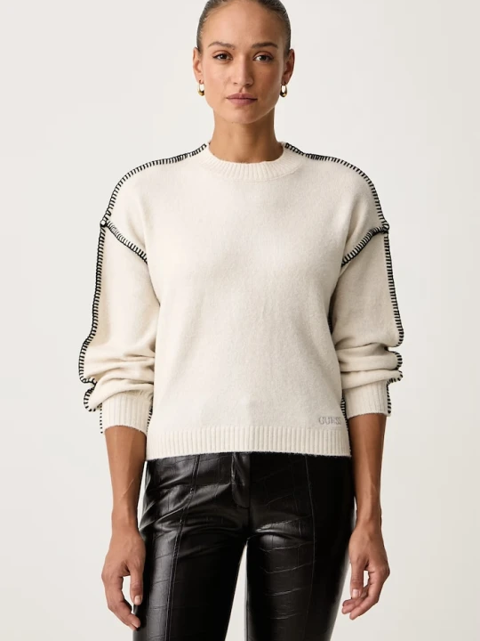 Zdjęcie produktu Guess sweter damski z wełną AMELIE beżowy