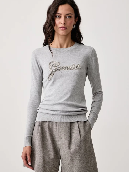 Zdjęcie produktu Guess sweter damski z wiskozą GEORGIA szary