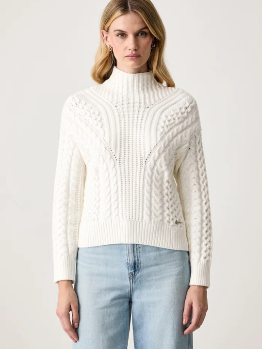 Zdjęcie produktu Guess sweter damski z wiskozą JESSIE beżowy