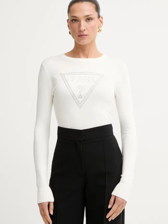 Zdjęcie produktu Guess sweter damski z wiskozą KATIE beżowy