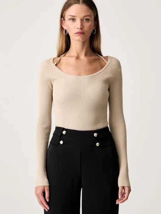 Zdjęcie produktu Guess sweter damski z wiskozą MEGHAN beżowy