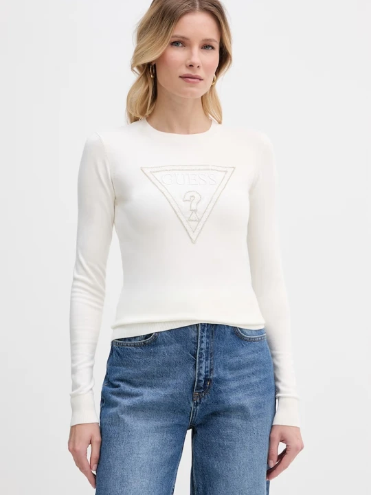 Zdjęcie produktu Guess sweter damski z wiskozy MACIE beżowy