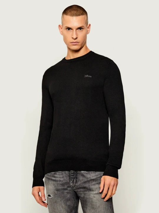 Zdjęcie produktu GUESS Sweter DANIEL | Slim Fit | z dodatkiem jedwabiu czarny