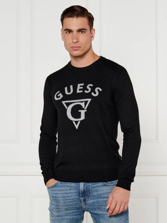 Zdjęcie produktu GUESS Sweter EDGAR | Regular Fit | z dodatkiem jedwabiu czarny