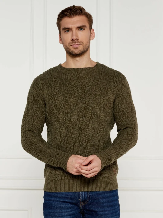 Zdjęcie produktu GUESS Sweter EVANDER | Regular Fit | z dodatkiem wełny khaki