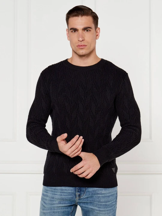 Zdjęcie produktu GUESS Sweter EVANDER | Regular Fit | z dodatkiem wełny czarny