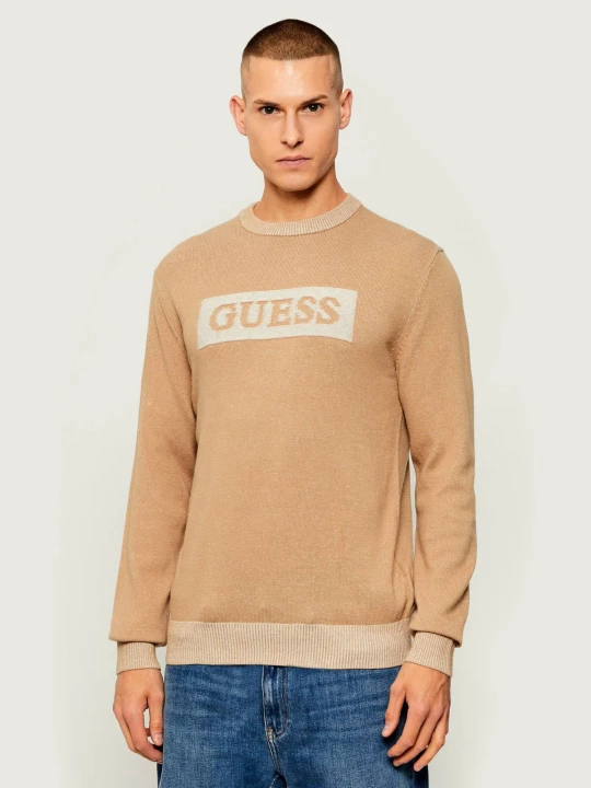 Zdjęcie produktu GUESS Sweter JACK | Regular Fit | z dodatkiem wełny beżowy