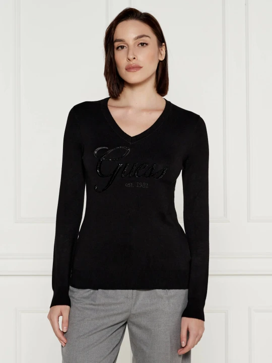 Zdjęcie produktu GUESS Sweter MEGAN | Slim Fit czarny