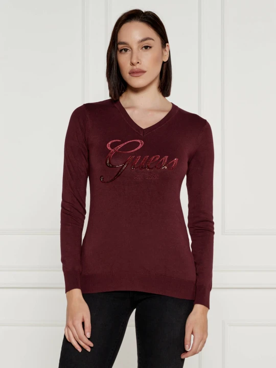 Zdjęcie produktu GUESS Sweter MEGAN | Slim Fit bordowy
