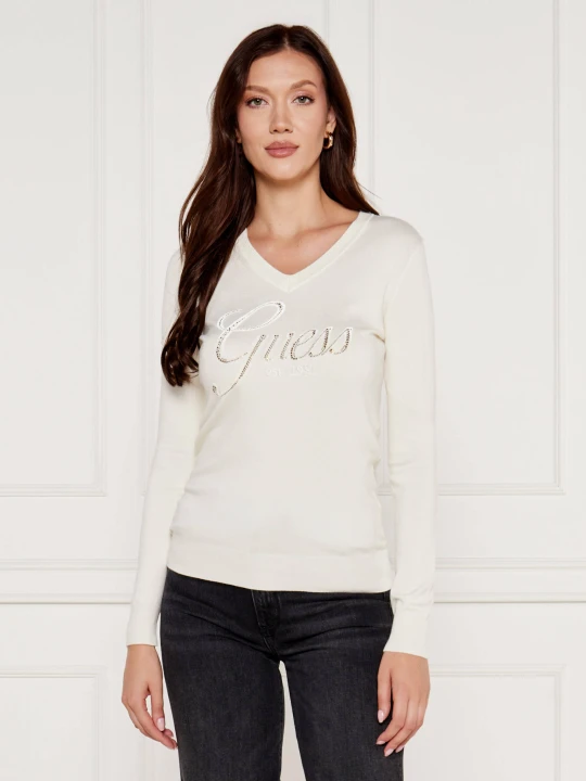 Zdjęcie produktu GUESS Sweter MEGAN | Slim Fit ecru