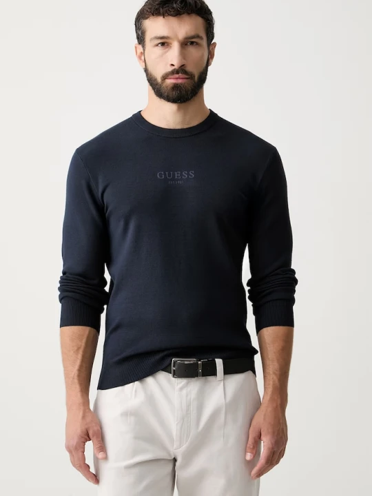 Zdjęcie produktu Guess sweter męski z wiskozą MASON granatowy