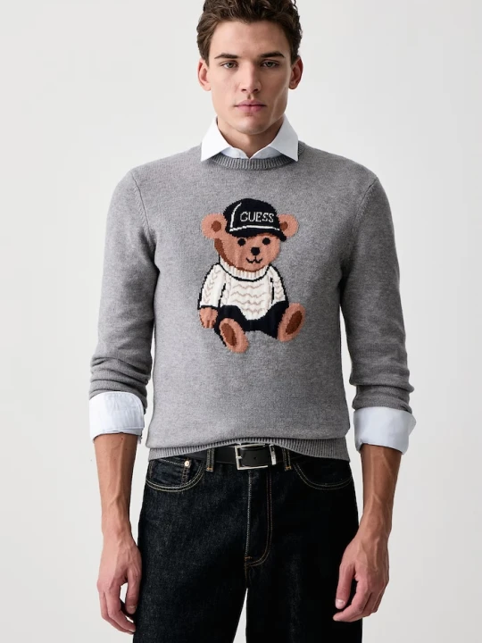 Zdjęcie produktu Guess sweter męski z wiskozą NAVIN szary