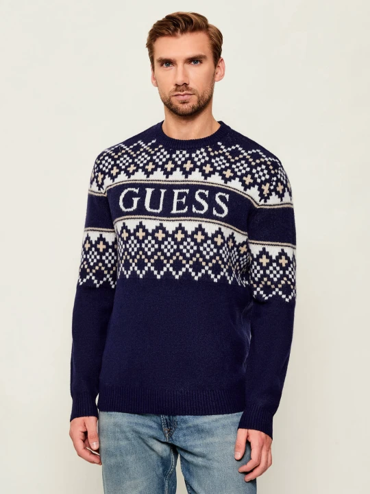 Zdjęcie produktu GUESS Sweter | Regular Fit | z dodatkiem wełny granatowy