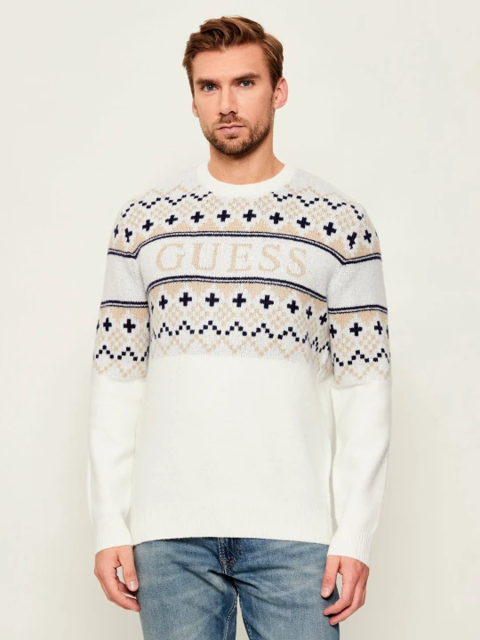 Zdjęcie produktu GUESS Sweter | Regular Fit | z dodatkiem wełny biały