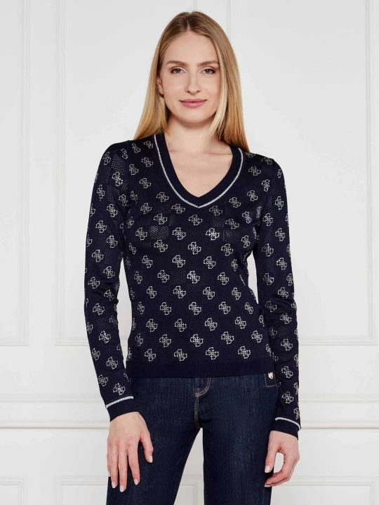Zdjęcie produktu GUESS Sweter ROSIE 4G | Regular Fit granatowy