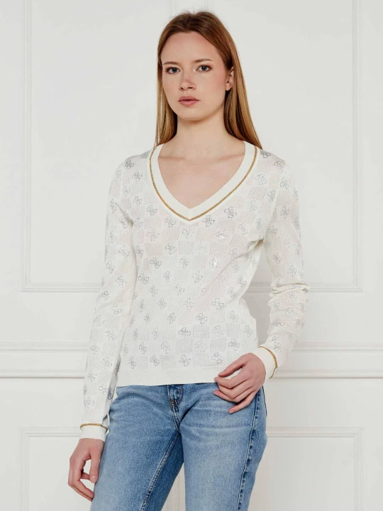 Zdjęcie produktu GUESS Sweter ROSIE 4G | Regular Fit ecru