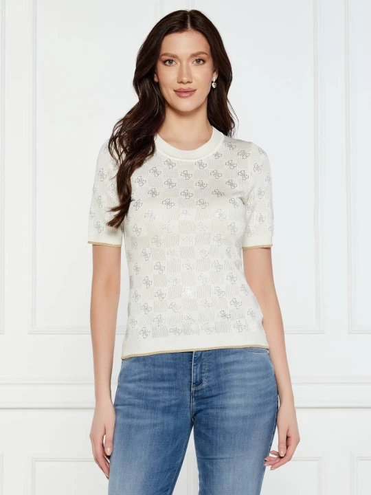 Zdjęcie produktu GUESS Sweter ROSIE 4G | Regular Fit ecru