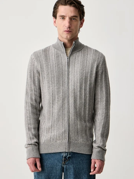 Zdjęcie produktu Guess sweter rozpinany męski z dodatkiem wełny Nash szary