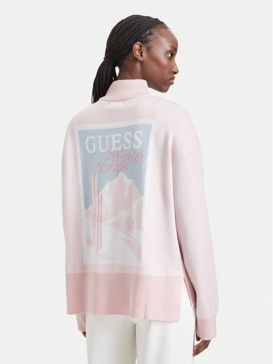 Zdjęcie produktu Guess Sweter V6BR12 Z1673 Różowy jasny Regular Fit
