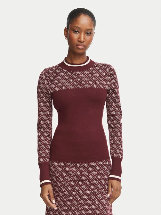 Zdjęcie produktu Guess Sweter W5BR24 Z3JD2 Bordowy Slim Fit