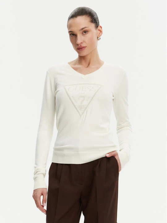 Zdjęcie produktu Guess Sweter W5GR19 Z2NQ2 Écru Regular Fit Kremowy