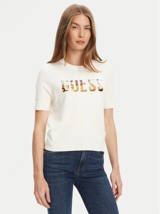 Zdjęcie produktu Guess Sweter W5YR25 Z2NQ2 Écru Regular Fit Kremowy