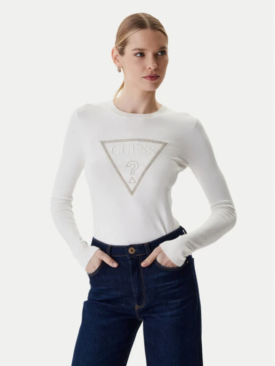 Zdjęcie produktu Guess Sweter W6RR49 Z2NQ2 Écru Regular Fit Kremowy