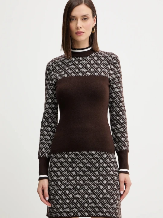 Zdjęcie produktu Guess sweter z dodatkiem wełny AUBREY brązowy