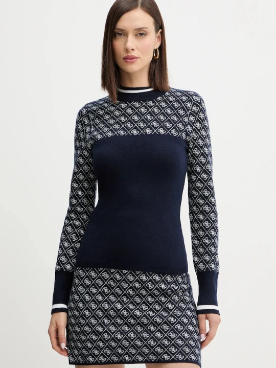 Zdjęcie produktu Guess sweter z dodatkiem wełny AUBREY granatowy