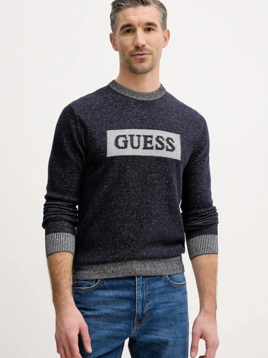 Zdjęcie produktu Guess sweter z dodatkiem wełny JACK granatowy