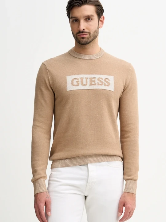 Zdjęcie produktu Guess sweter z dodatkiem wełny JACK beżowy