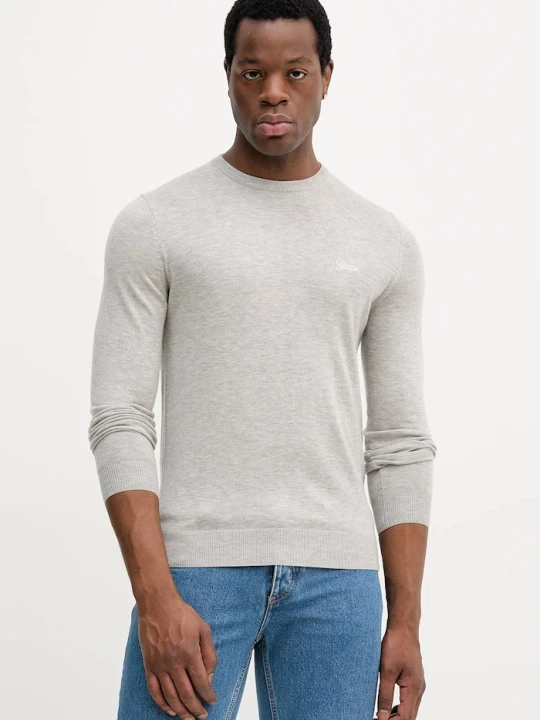 Zdjęcie produktu Guess sweter z domieszką jedwabiu DANIEL szary