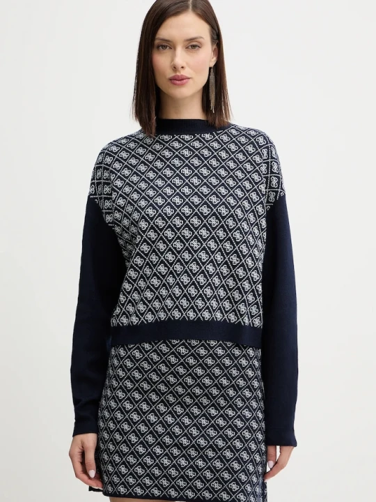 Zdjęcie produktu Guess sweter z domieszką wełny AUBREY granatowy