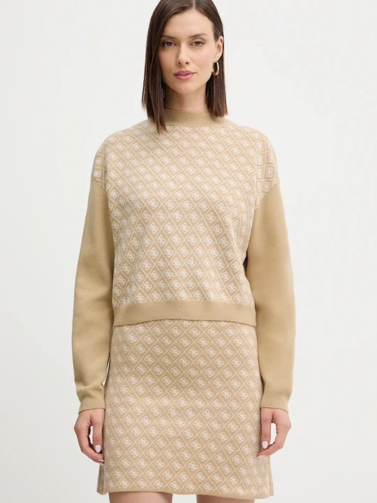 Zdjęcie produktu Guess sweter z domieszką wełny AUBREY beżowy